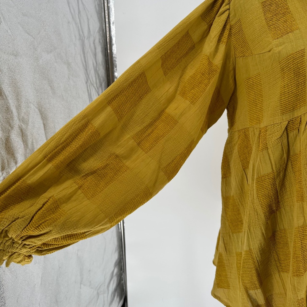 Umgee Mustard Yellow Checker Tunic Top - Picture 4 of 9